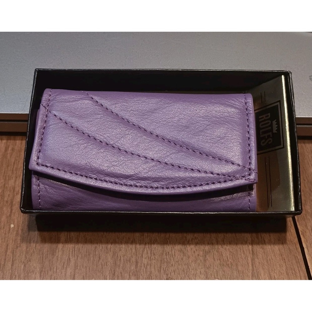 Rolfs Key Kaddy Leather Cowhide Lavender Snap‎ Closure Vintage